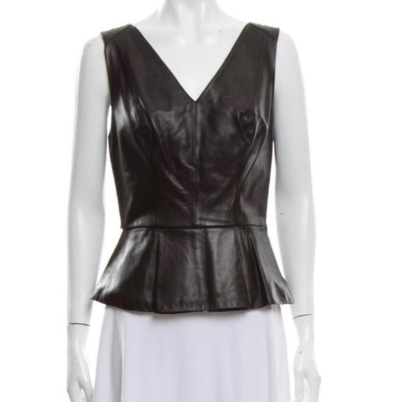 Robert Rodriguez Leather Peplum Top - Picture 9 of 9